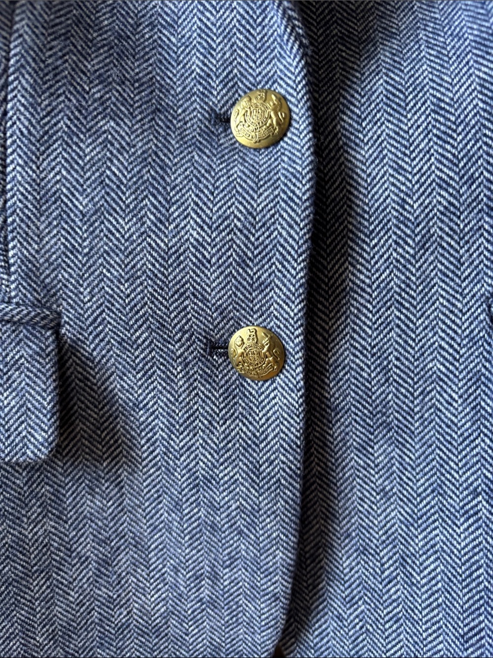 J. Crew Blue Herringbone Wool-Blend Blazer with Gold Buttons - Picture 3 of 5